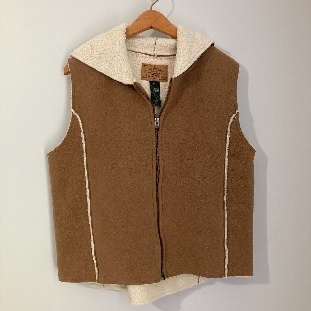 Vintage Ralph Lauren Faux Suede Sherpa Women L vest fall boho